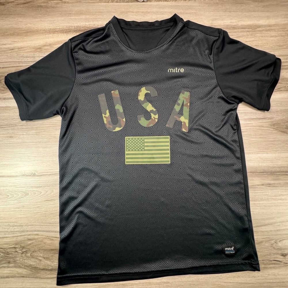 Retro 2020 Mitre Mens USA Soccer Jersey Black‎ Camo American Flag streetwear